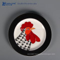 Rooster Design Restaurant Used Crockery Tableware, Fine Ceramic Plate With Decal